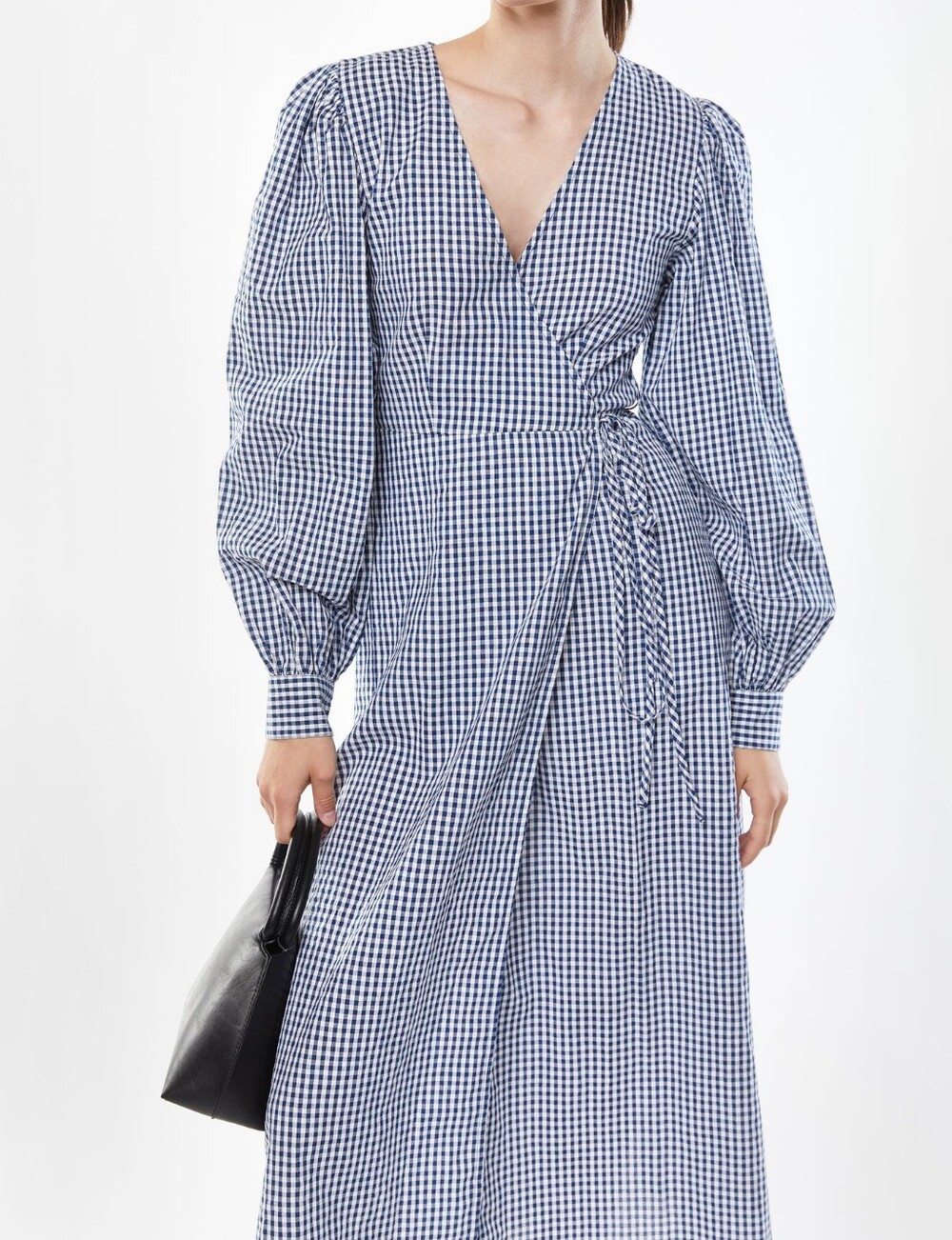 OAK + FORT GINGHAM SEERSUCKER WRAP DRESS - Picture 5 of 11